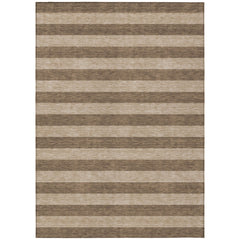 Area Rug, 10 ft x 14 ft, Coffee Striped Polyester