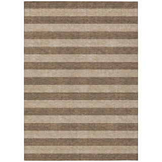 Area Rug, 10 ft x 14 ft, Coffee Striped Polyester