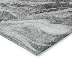 Area Rug, 10 ft x 14 ft, Gray Polyester with Abstract Pattern
