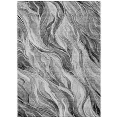Area Rug, 10 ft x 14 ft, Gray Polyester with Abstract Pattern