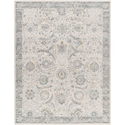 Area Rug, 10 Ft x 14 Ft in Silver/Gray Oriental Pattern