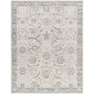 Area Rug, 10 Ft x 14 Ft in Silver/Gray Oriental Pattern