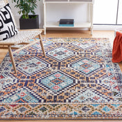 Area Rug, 10 Ft x 14 Ft, Polypropylene in Beige, Orange and Blue
