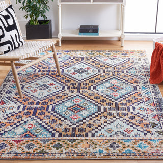 Area Rug, 10 Ft x 14 Ft, Polypropylene in Beige, Orange and Blue
