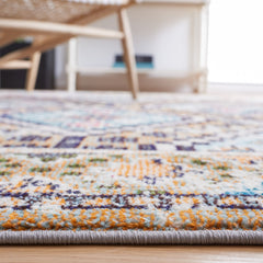 Area Rug, 10 Ft x 14 Ft, Polypropylene in Beige, Orange and Blue