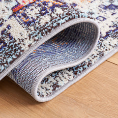 Area Rug, 10 Ft x 14 Ft, Polypropylene in Beige, Orange and Blue