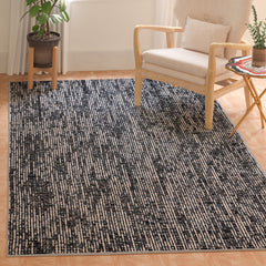 Area Rug, 10 ft x 14 ft Rectangle in Black and Gray Wool