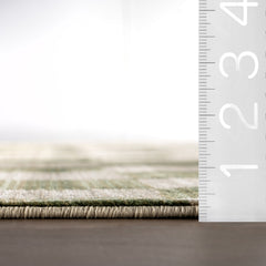 Area Rug, 10' x 13', Green Checkered with Fringe