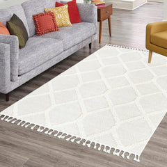 Area Rug, 10' x 14'1", Ivory with High-Low Pile