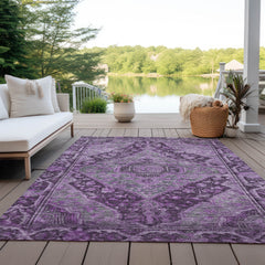 Area Rug, 10' x 14', Eggplant Polyester with Oriental Pattern