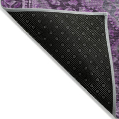 Area Rug, 10' x 14', Eggplant Polyester with Oriental Pattern