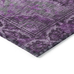 Area Rug, 10' x 14', Eggplant Polyester with Oriental Pattern
