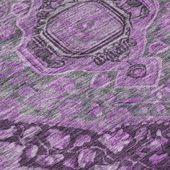 Area Rug, 10' x 14', Eggplant Polyester with Oriental Pattern