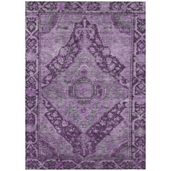 Area Rug, 10' x 14', Eggplant Polyester with Oriental Pattern
