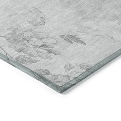 Area Rug, 10 x 14 ft with Gray Floral Pattern