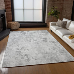 Area Rug, 10 x 14 ft with Gray Floral Pattern