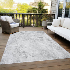 Area Rug, 10 x 14 ft with Gray Floral Pattern