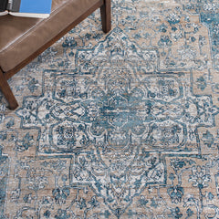 Area Rug, 10' x 14' Rectangle in Blue Polypropylene