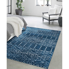 Area Rug, 10' x 14' Rectangle in Navy Geometric Pattern