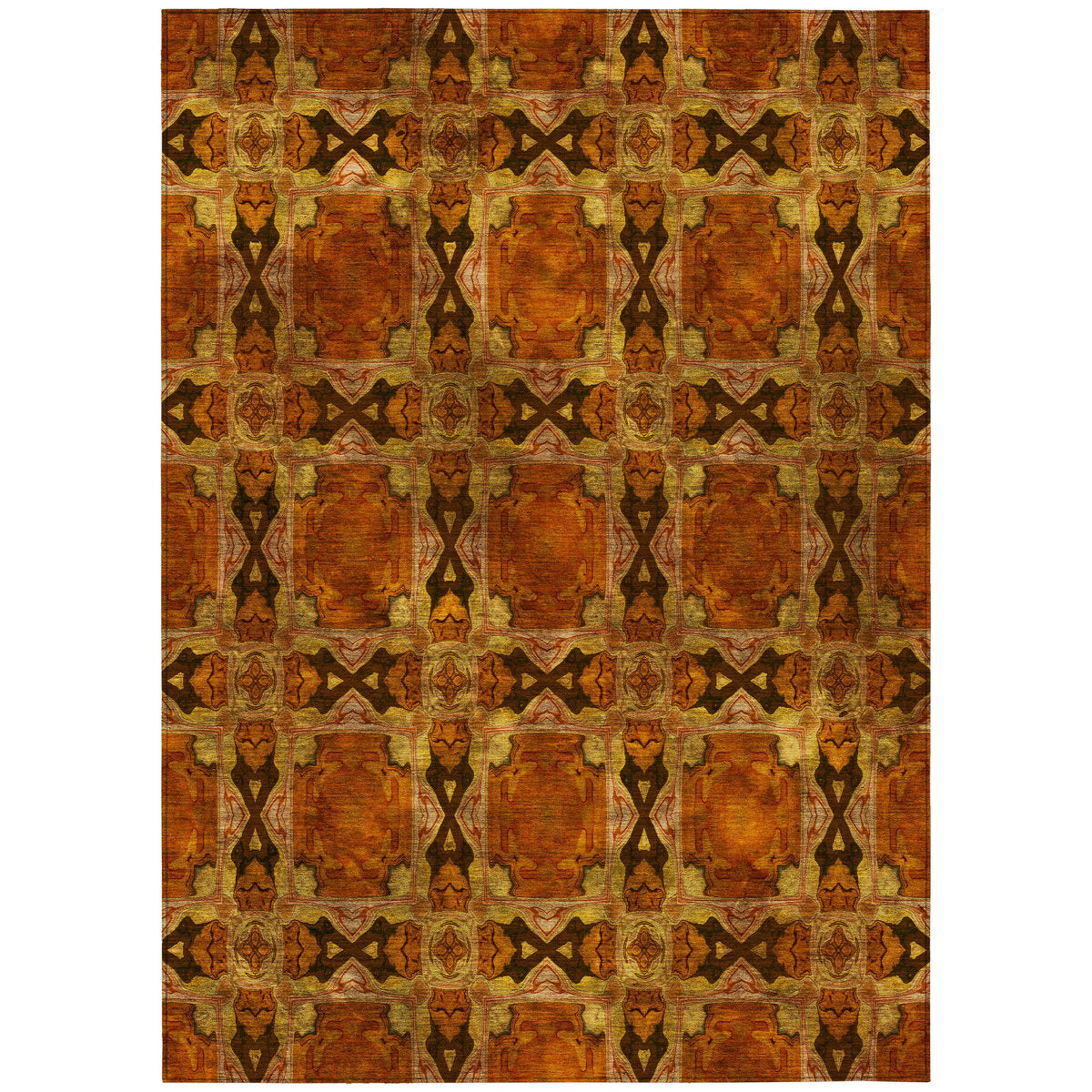 Area Rug, 10' x 14' with Paprika Geometric Pattern