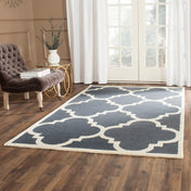 Area Rug, 10' x 14', Wool in Dark Gray and Ivory