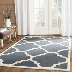 Area Rug, 10' x 14', Wool in Dark Gray and Ivory