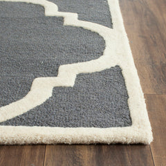 Area Rug, 10' x 14', Wool in Dark Gray and Ivory