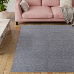 Area Rug, 12 Ft Square Wool in Navy Flatweave
