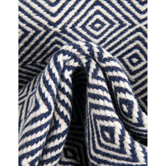 Area Rug, 12 Ft Square Wool in Navy Flatweave