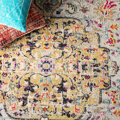 Area Rug, 12 ft x 15 ft in Gold and Gray with Oriental Pattern