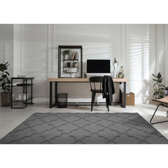 Area Rug, 12 ft x 15 ft in Gray with Quatrefoil Pattern