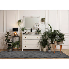 Area Rug, 12 ft x 15 ft in Gray with Quatrefoil Pattern