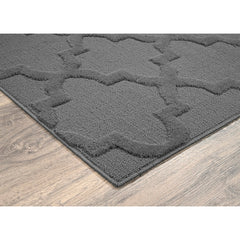 Area Rug, 12 ft x 15 ft in Gray with Quatrefoil Pattern