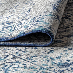 Area Rug, 12 Ft x 15 Ft, Navy and Light Gray Polypropylene