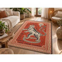 Area Rug, 2'8" x 5', Beige Animal Print