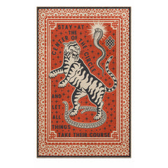 Area Rug, 2'8" x 5', Beige Animal Print