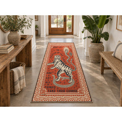 Area Rug, 2'8" x 5', Beige Animal Print