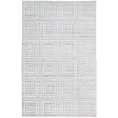 Area Rug, 3 ft 6 in X 5 ft 6 in, Geometric Wool and Viscose in White