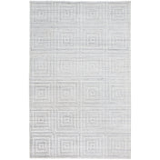 Area Rug, 3 ft 6 in X 5 ft 6 in, Geometric Wool and Viscose in White