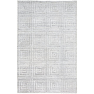 Area Rug, 3 ft 6 in X 5 ft 6 in, Geometric Wool and Viscose in White