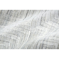 Area Rug, 3 ft 6 in X 5 ft 6 in, Geometric Wool and Viscose in White