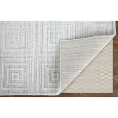 Area Rug, 3 ft 6 in X 5 ft 6 in, Geometric Wool and Viscose in White
