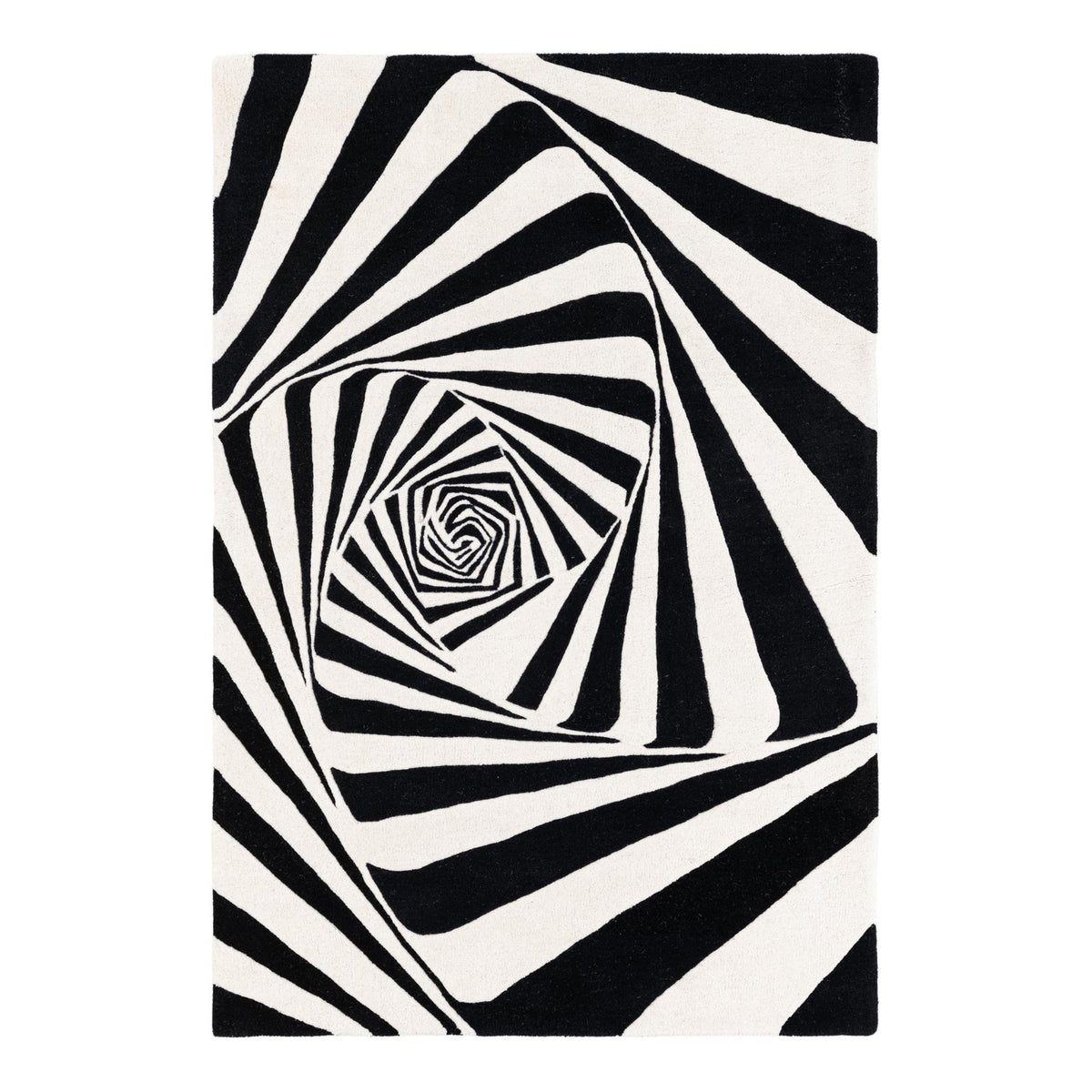 Area Rug, 4'1" x 6'1" with Black and White Wool and Cotton