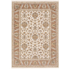 Area Rug, 5'3" x 7'6" in Rust/Ivory with Oriental Pattern