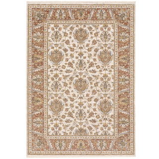 Area Rug, 5'3" x 7'6" in Rust/Ivory with Oriental Pattern