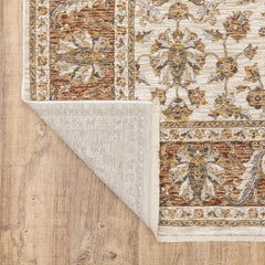 Area Rug, 5'3" x 7'6" in Rust/Ivory with Oriental Pattern