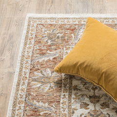 Area Rug, 5'3" x 7'6" in Rust/Ivory with Oriental Pattern