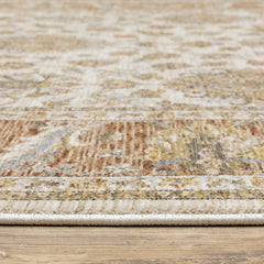 Area Rug, 5'3" x 7'6" in Rust/Ivory with Oriental Pattern