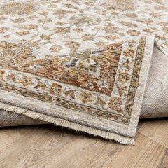 Area Rug, 5'3" x 7'6" in Rust/Ivory with Oriental Pattern