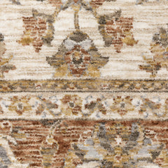 Area Rug, 5'3" x 7'6" in Rust/Ivory with Oriental Pattern